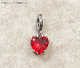 925 Sterling Silver Red Heart Hanging Charm - 2 Options