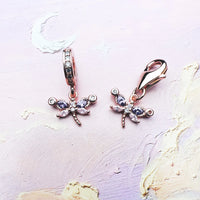 925 Sterling Silver Dragonfly Rose Gold Hanging Charm - 2 Options