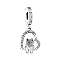 925 Silver Love You Forever Dog Hanging Charm - 33 Options