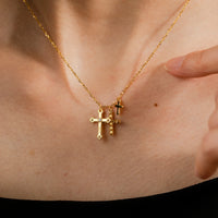 925 Sterling Silver Triple Cross CZ Necklace- 2 Colours