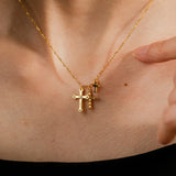 925 Sterling Silver Triple Cross CZ Necklace- 2 Colours