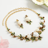 Fashion 2pc Floral Necklace and Earrings Set - 6 Colours