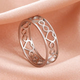 Stainless Steel Hollow Heart Ring - 2 Colours
