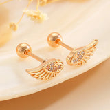 Stainless Steel Micro-inlay CZ Wings Stud Earrings - 2 Colours