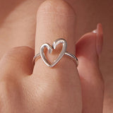 925 Sterling Silver Simple Heart Open Ring