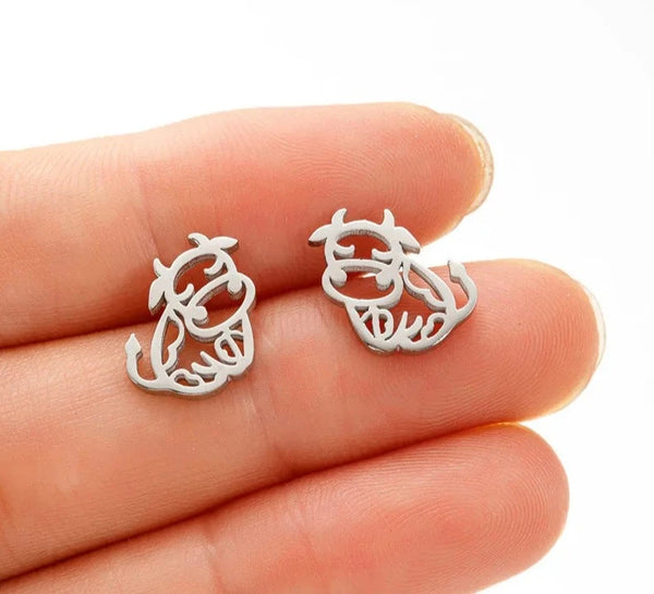 Stainless Steel Cow Earrings - 4 Colours