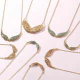 Stainless Steel Full Pave Angel Wing Necklace - 11 Options