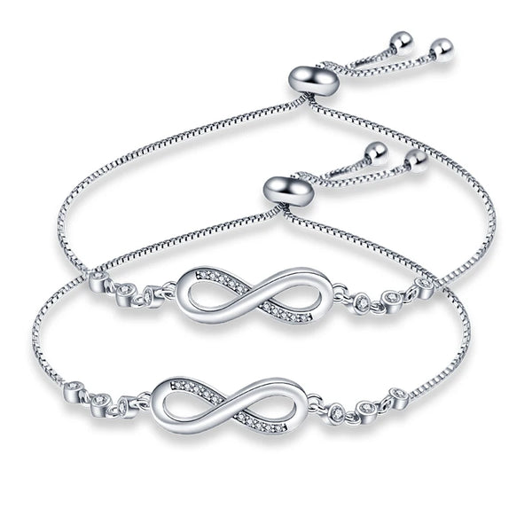 925 Sterling Silver Infinity Bolo Bracelet - 4 Options