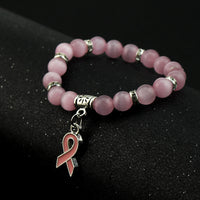 Fashion Natural Stone Pink Ribbon Bracelet - 6 Options