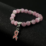 Fashion Natural Stone Pink Ribbon Bracelet - 6 Options