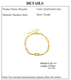 Stainless Steel Love Knot Double Snake Chain Bracelet - 2 Colours