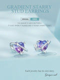 925 Sterling Silver Mystic Purple Heart Star Stud Earrings