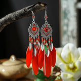 Fashion Boho Feather Long Tassel Drop Earrings - 9 Colours