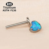 Titanium Heart Opal Body Piercing Stud - 4 Colours - 7 Sizes