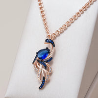 Fashion Blue CZ Bird Pendant Necklace