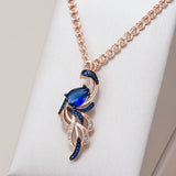 Fashion Blue CZ Bird Pendant Necklace