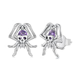 925 Sterling Silver Spider/Skull Cubic Zirconia Earrings - 4 Options
