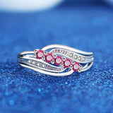 925 Sterling Silver Red/Clear CZ Ring