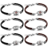 Leather/Stainless Steel Aromatherapy Barrel Bracelet - 12 Options