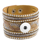 Fashion Multi-layer Wide Cuff Pu Leather 18mm Snap Bracelet - 26 Options