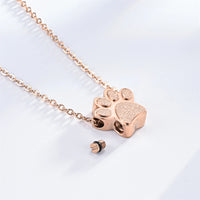 Stainless Steel Paw Print Urn Pendant Necklace - 4 Options