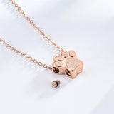 Stainless Steel Paw Print Urn Pendant Necklace - 4 Options