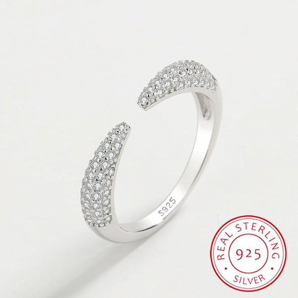 925 Sterling Silver Pointy Open CZ Adjustable Ring