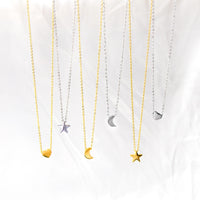 Stainless Steel Simple Small Pendant Necklace - 3 Colours - 10 designs