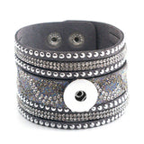 Fashion Multi-layer Wide Cuff Pu Leather 18mm Snap Bracelet - 26 Options