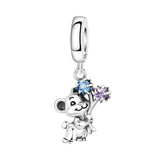 925 Sterling Silver Cub with Flowers Hanging Charm