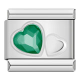 Stainless Steel Two Heart CZ Italian Charm - 9 Options