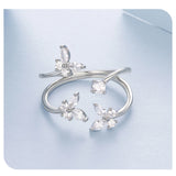 925 Sterling Silver Multi Layer Butterfly Open Ring