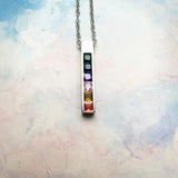 925 Sterling Silver Rainbow CZ Necklace - 2 Options