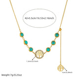 Stainless Steel Gold-plated Turquoise Tree of Life Necklace