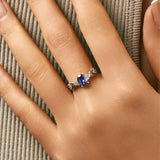925 Sterling Silver Vintage Style CZ Tanzanite Colour Ring