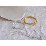 Stainless Steel Cubic Zirconia Open Ring - 2 Colours