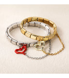 Stainless Steel Heart Chain Italian Charm - 8 Colours