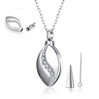 Stainless Steel CZ Tear Drop Urn Necklace