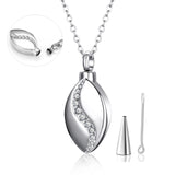 Stainless Steel CZ Tear Drop Urn Necklace