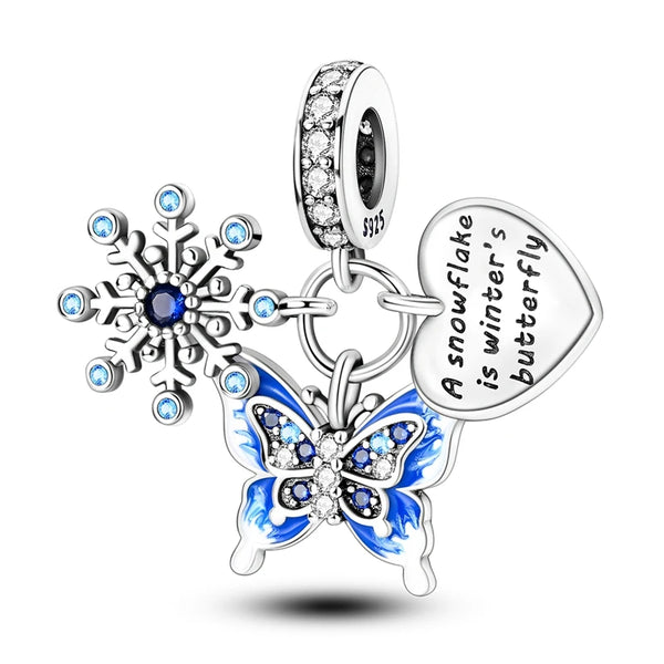925 Sterling Silver A Snowflake is Winter's Butterfly Charm