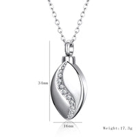 Stainless Steel CZ Tear Drop Urn Necklace