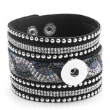 Fashion Multi-layer Wide Cuff Pu Leather 18mm Snap Bracelet - 26 Options
