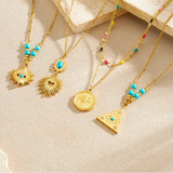 Stainless Steel Golden Turquoise Necklace - 4 Options