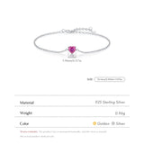 925 Sterling Silver Rose Red Zirconia Heart Bracelet - 2 Options