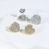 Fashion Micro Pave Cubic Zirconia Heart Earrings - 2 Colours