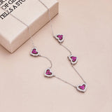 925 Sterling Silver 5 Hearts Studded Necklace - 4 Options