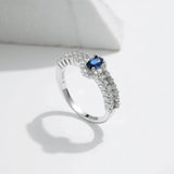 925 Sterling Silver Royal Blue Oval CZ Ring