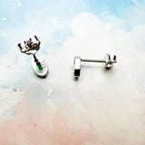 925 Sterling Silver Green Stud Earrings