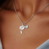 Stainless Steel Birthstone Birth Flower Necklace - 12 Options