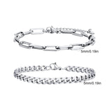 Stainless Steel 2pcs Mixed Link Bracelet Set - 12 Options - 3 Lengths